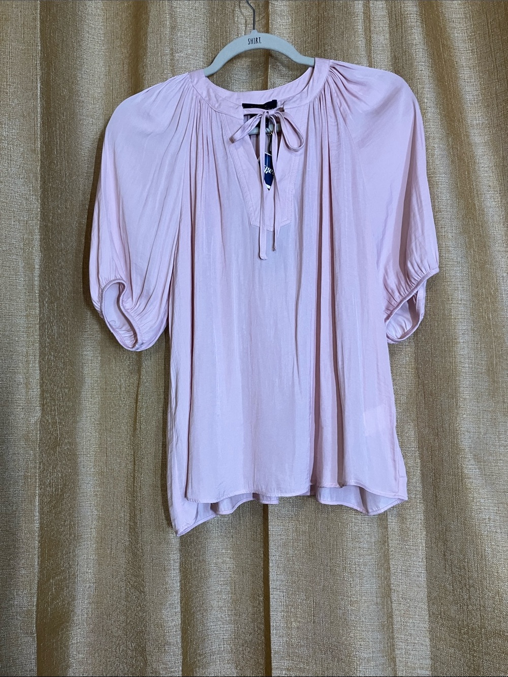 RACHEL Rachel Roy Soft Pink Tie-Neck Puff Sleeve Blouse